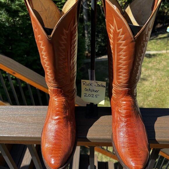 Honey Color Ostrich Leg Cowboy Boots in Men's Size 11D *READ* - Picture 2 of 12